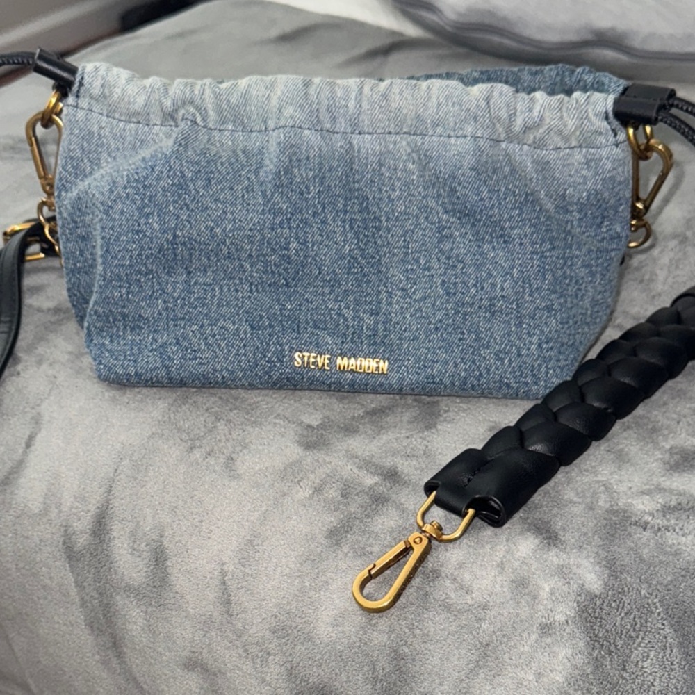 Steve Madden Denim Blue and Black Crossbody Bag